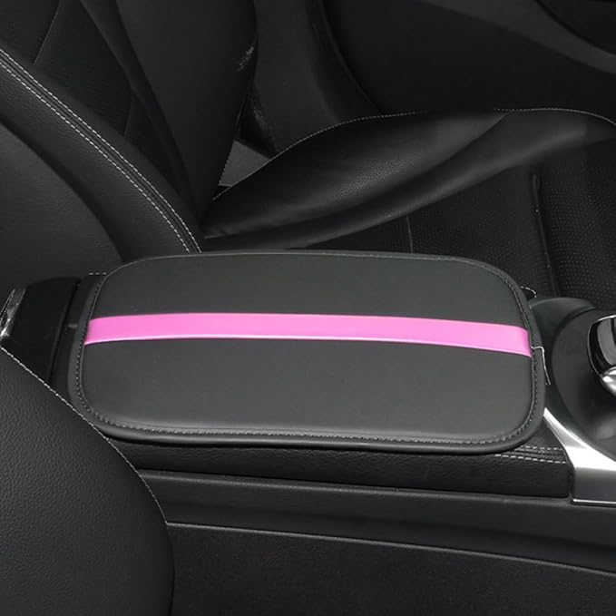 Car Armrest Seat Box Mat, PU Leather Center Console Cover, Universal Waterproof Car Interior Accessories, Arm Rest Box Protector Cushion Pad for Most Vehicle (Purple)