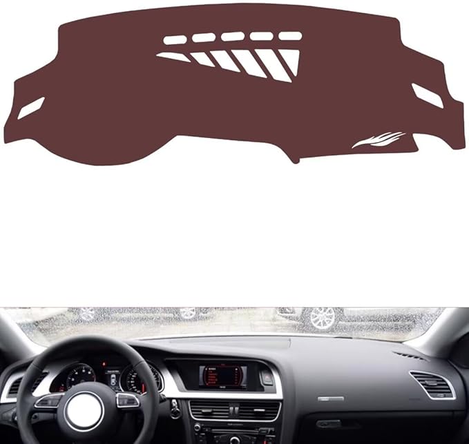 Leather Dashboard Cover Compatible with Audi A5 2008-2016,Dash Board Cover mat Anti-Slip Sun-Proof and dust-Proof(Brown)