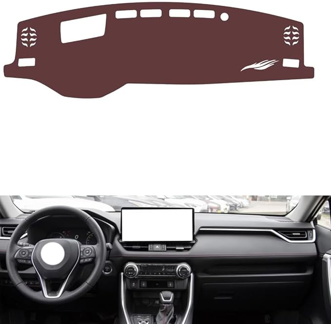 Leather Dashboard Cover Compatible with Toyota RAV4（Thin Screen，HUD） 2021-2023，Dash Cover, Non-Slip Dash Cover, Dash mat Dashboard Cover, Interior Dash Covers
