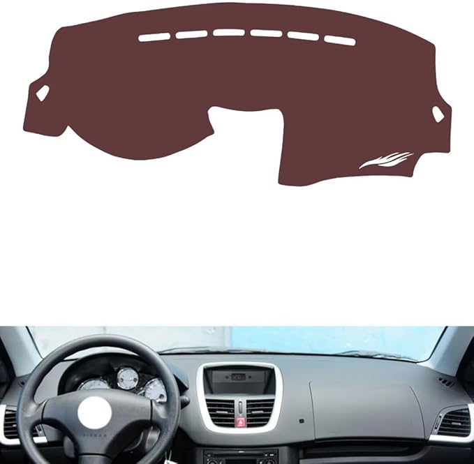 Leather Dashboard Cover Compatible with Peugeot 207，Dash Cover, Non-Slip Dash Cover, Dash mat Dashboard Cover, Interior Dash Covers