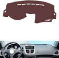 Leather Dashboard Cover Compatible with Peugeot 207,Dash Board Cover mat Anti-Slip Sun-Proof and dust-Proof(Brown)
