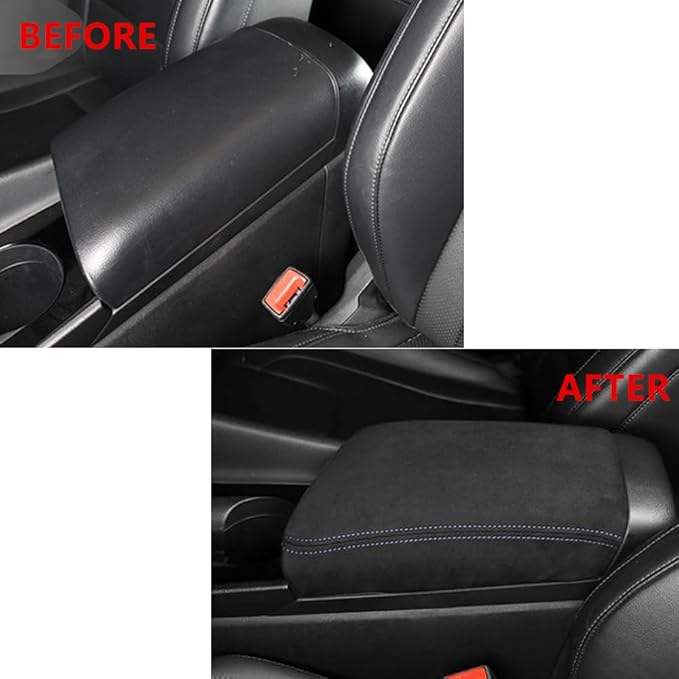 1 Piece Car Armrest Cushion Pad Memory Foam Center Console Armrest Cover Cushion Compatible with Hyundai Elantra 2021-2024 Accessories(Blue Line Stitches)