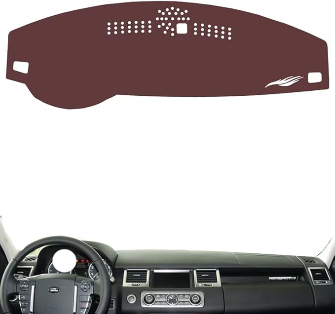 Leather Dashboard Cover Compatible with LR Range Rover Sport 2010-2013,Dash Board Cover mat Anti-Slip Sun-Proof and dust-Proof(Brown)