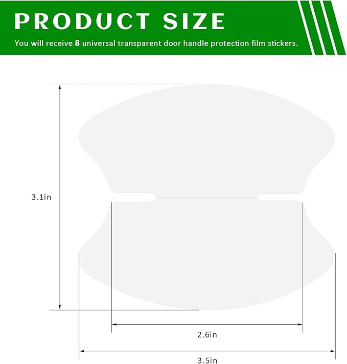 8PCS Car Door Handle Protector, Anti-Scratch Transparent Car Doors Bowl Covers Paint Guard Stickers, Waterproof Clear Self-Adhesive Door Cup Protective Film for Most Vehicles