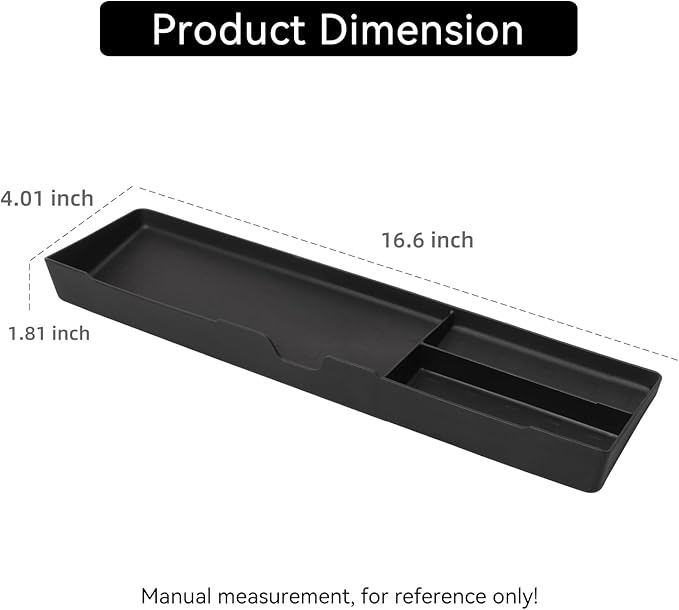 LUCKEASY Co-pilot Drawer Box Storage Box Compatible with Hyundai Santa Fe 2024 2025 2026 Passenger Drawer Box Storage Tray Black TPE for Santa Fe Accessories Black