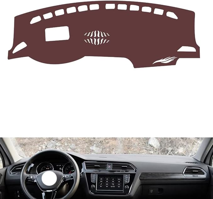 Leather Dashboard Cover Compatible with VW Compatible with TIGUAN L（HUD、Sound Hole），Dash Cover, Non-Slip Dash Cover, Dash mat Dashboard Cover, Interior Dash Covers