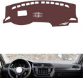 Leather Dashboard Cover Compatible with VW tiguan L（HUD、Sound Hole）,Dash Board Cover mat Anti-Slip Sun-Proof and dust-Proof(Brown)