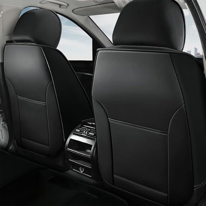 3DLEATHER Front and Rear Seat Covers for Toyota Tundra 2016, A Noble Choice, Upgraded Leather Seat Covers Create A More Comfortable Experience (Full Black/Standard)