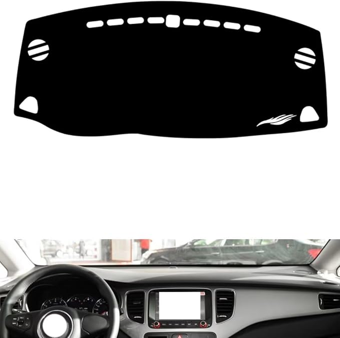 leather dashboard cover Compatible with KIA Carens 2013-2015，dash cover（black）