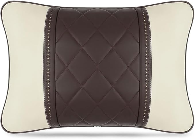 Car Pillows Napa Leather Car Seat Rest Cushion Car Lumbar Pillow for Mercedes Benz Maybach S-Class Lumbar Support Pillow car Accessories（Beige Coffee）