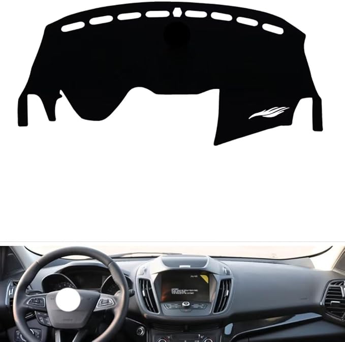 leather dashboard cover Compatible with FORD Kuga (four wheel drive，no speakers 2013-2018，dash cover（black）