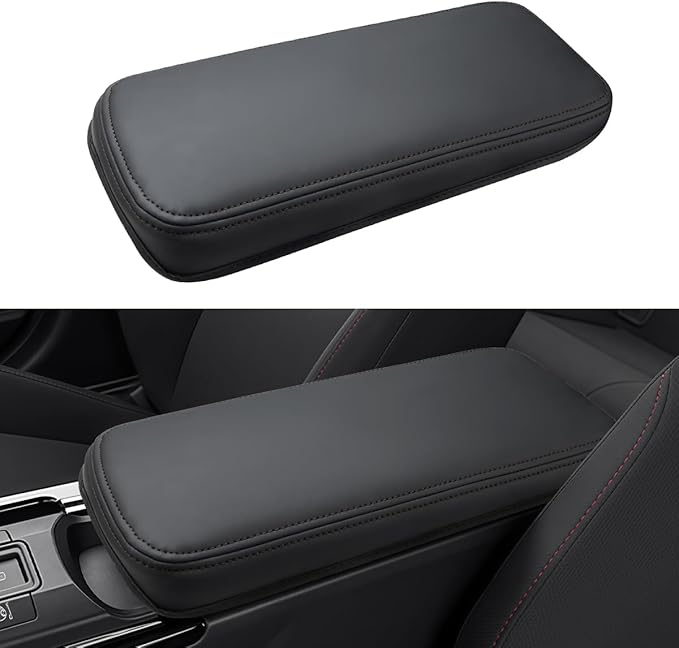 INTGET Center Console Cover for 2026 Toyota Prius Accessories 2023 2024 2025 LE XLE Limited Car Interior Leather Middle Armrest Arm Rest Lid Cushion Pad Protector (2023+, Black Stitches)