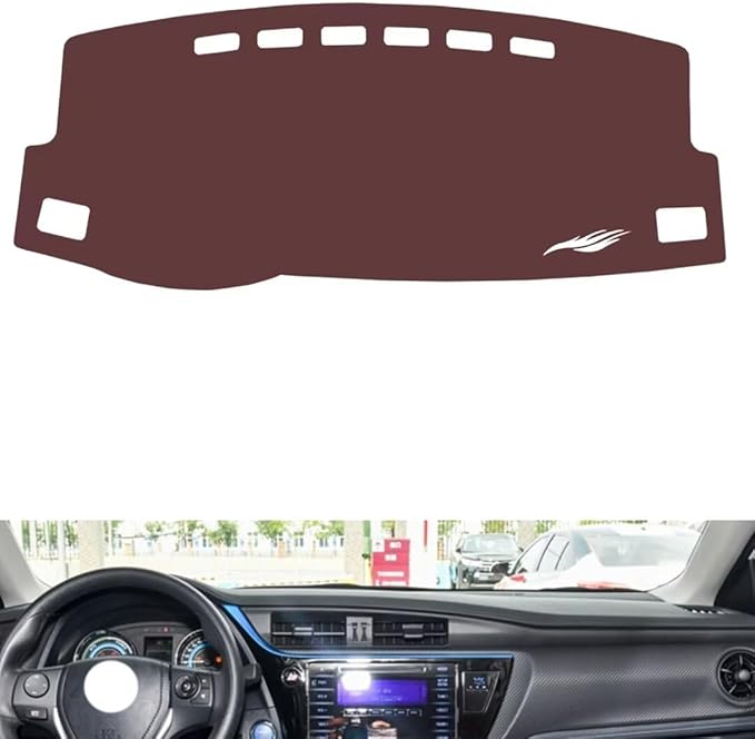 Leather Dashboard Cover Compatible with Toyota Levin 2014-2018,Dash Board Cover mat Anti-Slip Sun-Proof and dust-Proof(Brown)
