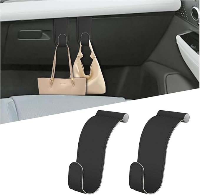 Car Co-Pilot Glovebox Hooks, 2PCS Anti-Scratch Vehicle Passenger Seat Storage Hanger for Handbag Purse Umbrellas, Auto Interior Organizer, Universal for SUV Sedan Truck(Black)