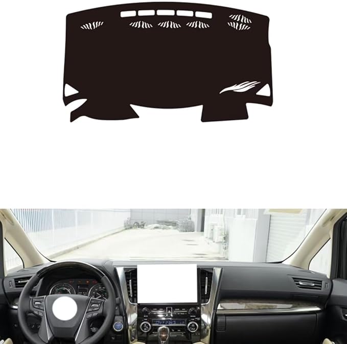 leather dashboard cover Compatible with Toyota Alphard 30 series 2015-2023，dash cover（black）