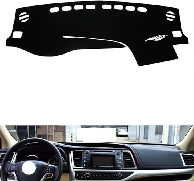 leather dashboard cover Compatible with Toyota Highladner 2015-2021，dash cover（black）