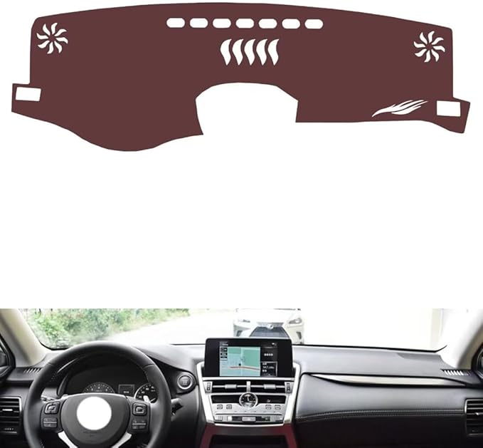 Leather Dashboard Cover Compatible with LEX NX (NO HUD 2014-2020,Dash Board Cover mat Anti-Slip Sun-Proof and dust-Proof(Brown)