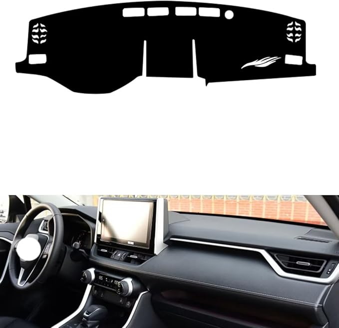leather dashboard cover Compatible with Toyota RAV4 (thick screen 2020，dash cover（black）