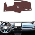 Leather Dashboard Cover Compatible with VW ID.3（HUD）,Dash Board Cover mat Anti-Slip Sun-Proof and dust-Proof(Brown)