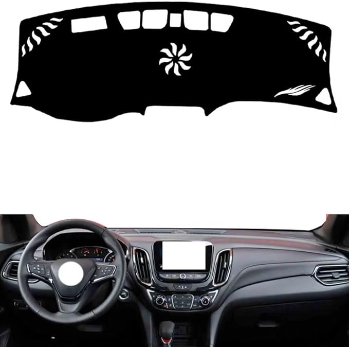 leather dashboard cover Compatible with Chevy Equinox（HUD、speaker） 2017-2023，dash cover（black）