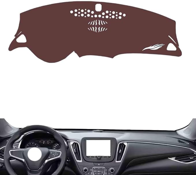 Leather Dashboard Cover Compatible with Chevy Malibu XL (Speaker) 2016-2023,Dash Board Cover mat Anti-Slip Sun-Proof and dust-Proof(Brown)