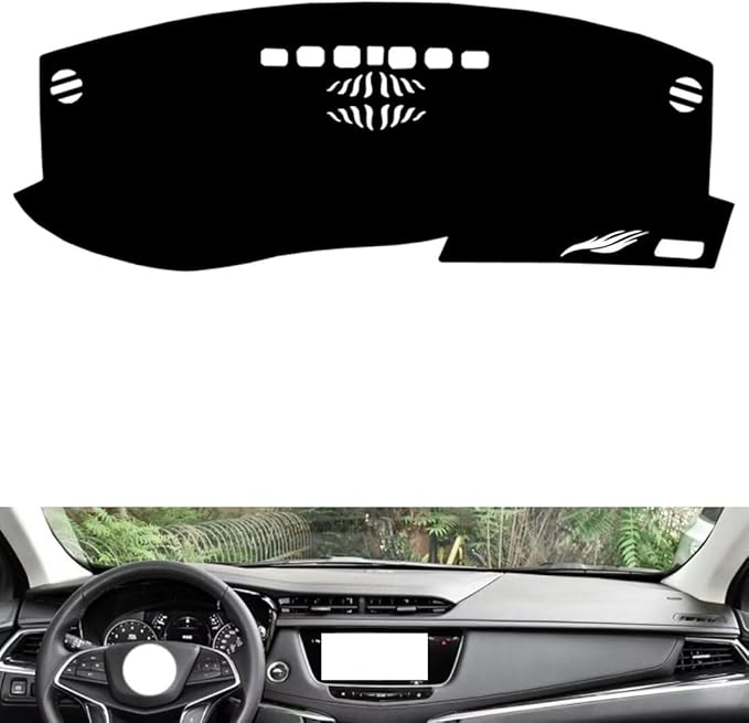 Leather Dashboard Cover Compatible with Cadillac XT6（No Warning Light） 2020-2025，Dash Cover（Black）