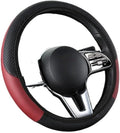 Universal Fit Soft Embossed PU Leather Steering Wheel Cover with Elastic Edge for All-Season Comfort(Claret)