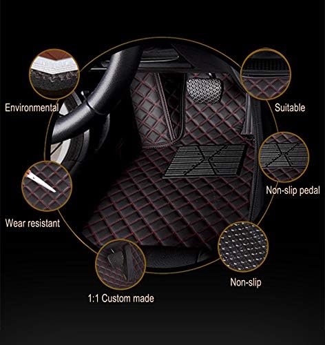 Custom Waterproof Leather Car Floor Mats Fit for Most Car SUV Truck & Sportscar All Weather Protection Vehicles (Black+Green bar)