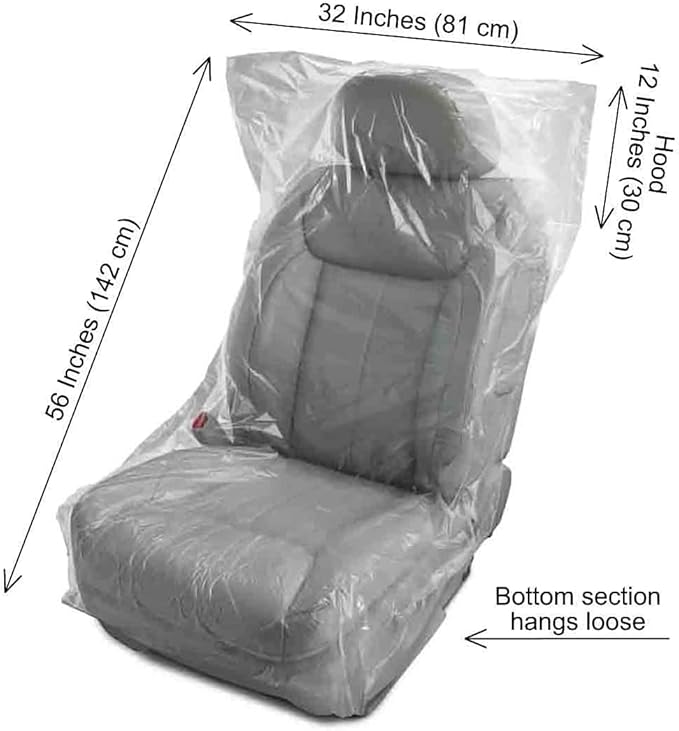 JESUNK 200 Pieces Disposable Seat Covers, Car Disposable Universal Plastic Seat Covers for Airplane Seats, Salon Chairs, Restaurant Seats, Bus Seats & More