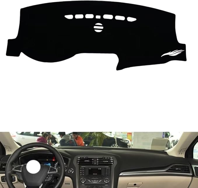 leather dashboard cover Compatible with FORD Mondeo (speakers) 2013-2020，dash cover（black）