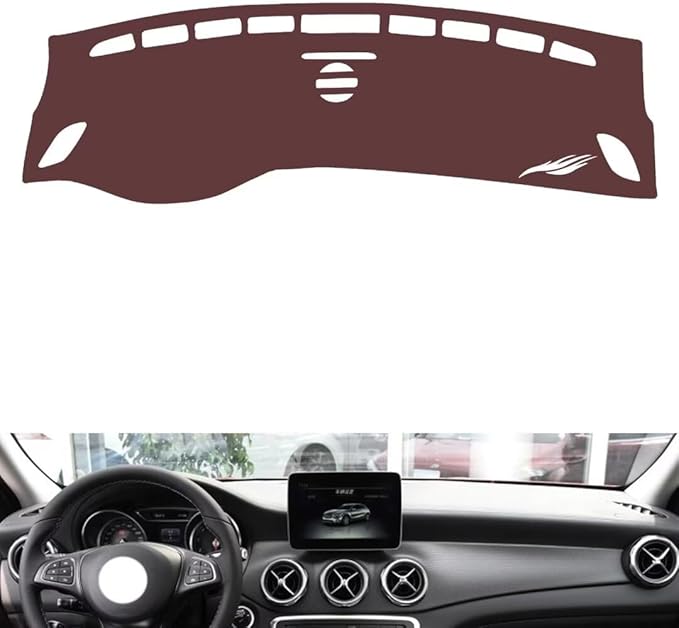 Leather Dashboard Cover Compatible with Mercedes GLA 2015-2019,Dash Board Cover mat Anti-Slip Sun-Proof and dust-Proof(Brown)
