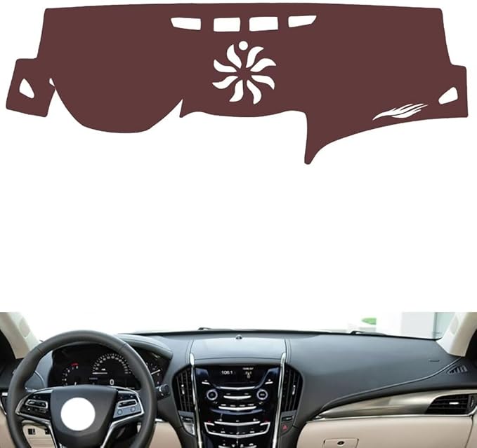Leather Dashboard Cover Compatible with Cadillac ATS (Speaker) 2014-2019,Dash Board Cover mat Anti-Slip Sun-Proof and dust-Proof(Brown)