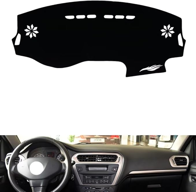 leather dashboard cover Compatible with Peugeot 301 2014-2016，dash cover（black）