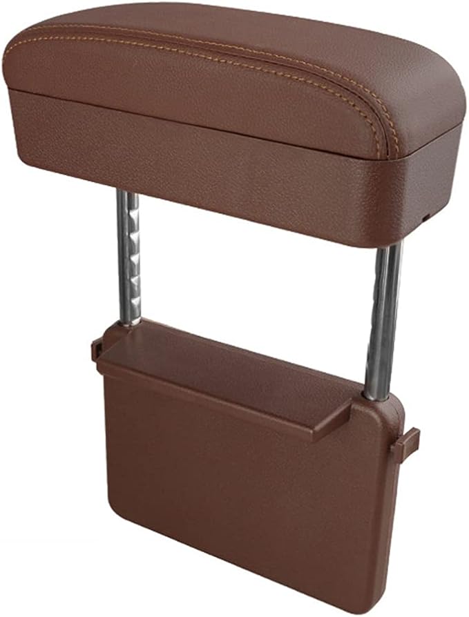 AOWIS Car Console Armrest Box Arm Rest Height Adjustable Comfort Elbow Pad Universal (Brown)