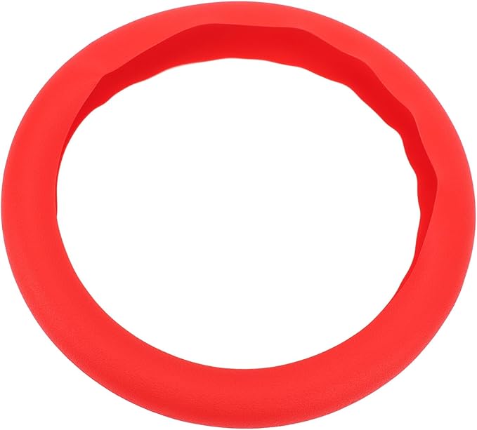 Silicone Steering Wheel Cover, Antislip Design, Sweatproof Protector for Cars, Fits Most Standard Sizes (Red)