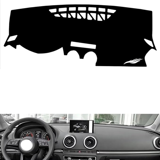 leather dashboard cover Compatible with Audi A3 2014-2020，dash cover（black）