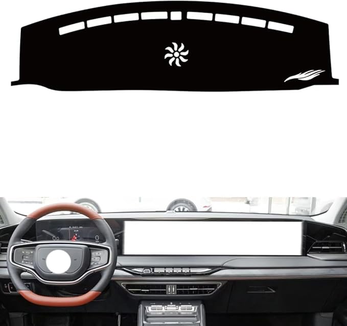 leather dashboard cover Compatible with Lincoln Z（NO HUD），dash cover（black）