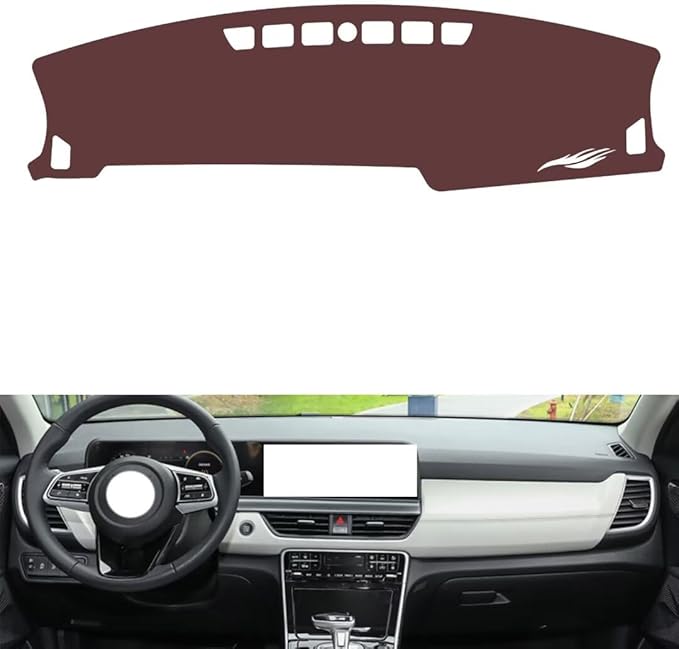generic leather dashboard cover Compatible with KIA Seltos，dash cover, Non-Slip Dash Cover, Dash mat Dashboard Cover, Interior Dash Covers, brown