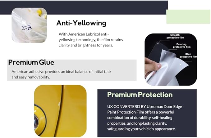 3M-2Door, Door Edge, Paint Protection Film, Scotch Guard, PPF 8mil Precut Strips, Universal Fit Cars, Truck, SUV, Clear Tape, Door Protector, Car Accessories Upromax