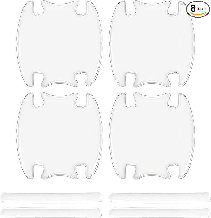 8 PCS Car Door Handle Protector, Anti-Scratch Door Bowl Paint Guard Stickers, Drip Glue Waterproof Auto Handle Protective Film, Universal Fit for Most Cars (Transparent #8PCS)