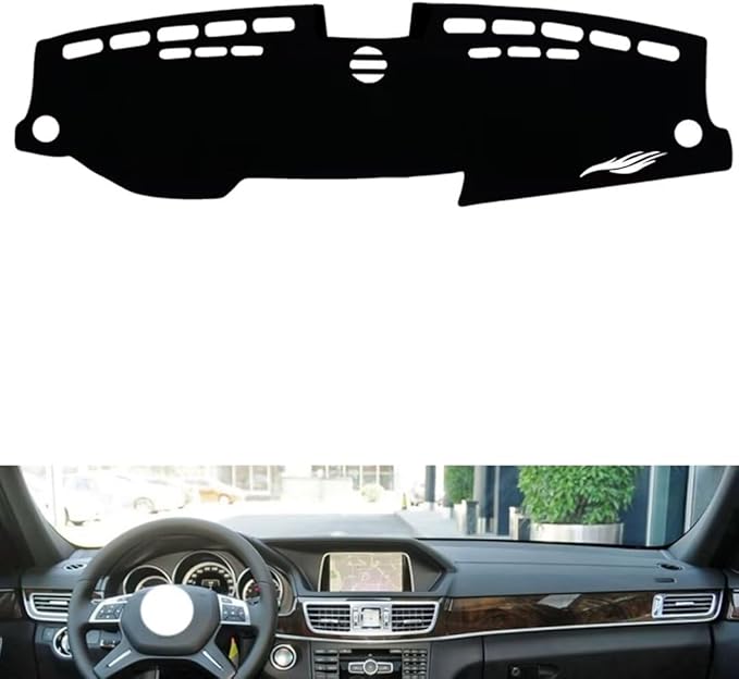 leather dashboard cover Compatible with Mercedes E Class 2010-2015，dash cover（black）
