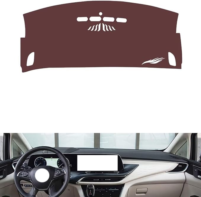Leather Dashboard Cover Compatible with Buick GL8 ES 653T（No Warning Light） 20-2023,Dash Board Cover mat Anti-Slip Sun-Proof and dust-Proof(Brown)