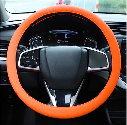 Cool Anti-Slip Silicone Steering Wheel Protector - Universal Car Steering Wheel Protective Cover - Summer Easy to Clean Silicone Car Steering Wheel Cover (Orange)