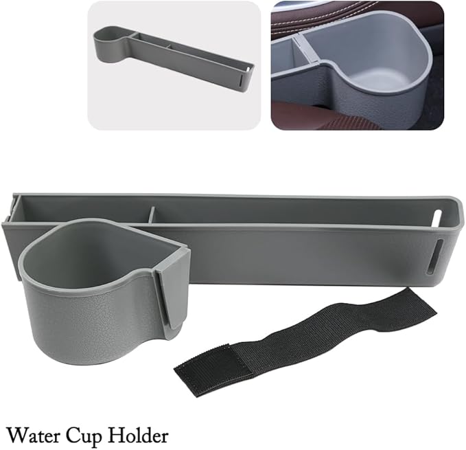 Car Seat Gap Filler, Multifunctional Seat Side Gap Filler with Cup Holder & Organizer, Gap Stopper Universal Fit Car SUV Truck Fill The Gap Between Seat & Console Set of 2 (Gray)