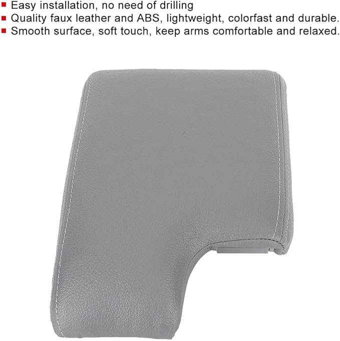E46 Center Console,E46 Leather Armrest Gray,Headrest And Armrest Car Center Console Armrest Cover Pad Cushion Fits For E46 1999-2004(Gray)