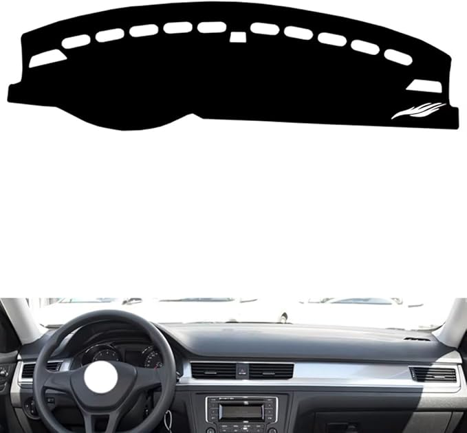 leather dashboard cover Compatible with VW Compatible with Bora 2013-2018，dash cover（black）