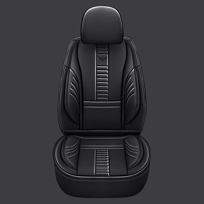 Pengchen Waterproof 5 Car Seat Covers for Audi A7 2013-2025, Premium Faux Leather Automotive Front and Back Seat Protectors Compatible with Airbag Black & Black Line