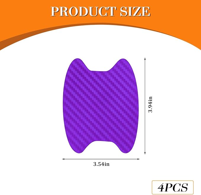 Car Door Handle Cup Scratch Protector, 4PCS 3D Carbon Fiber Vehicle Handle Bowl Sticker, Automotive Exterior Door Cup Protection Decal, Universal for SUV Caravan Automobile (Purple)