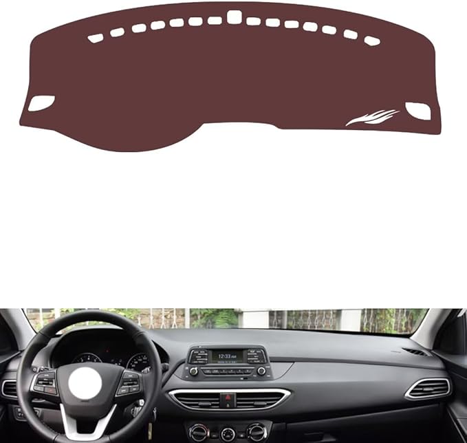 Leather Dashboard Cover Compatible with HyundaiHyundai CRLESTA,Dash Board Cover mat Anti-Slip Sun-Proof and dust-Proof(Brown)