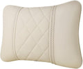 Car seat headrest Leather Car Fit for Seat Rest Cushion Headrest Car Neck Pillow Fit for BMW (Color : Beige-01)